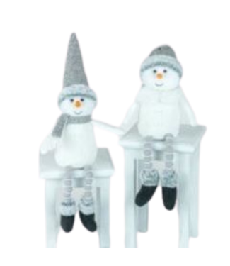 Hanna's Handiworks Silver Winter Snowman Button Leg Sitter 2A