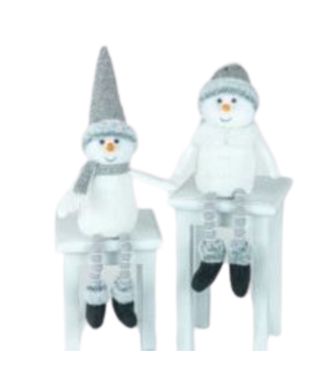 Silver Winter Snowman Button Leg Sitter 2A