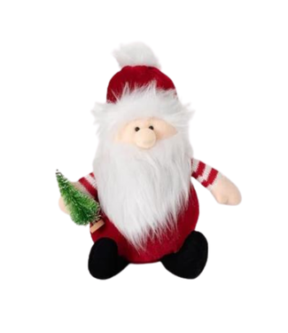 Sitting Plush Santa with Tree