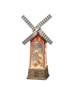 Lighted Swirl Windmill with  Santa in Sleigh