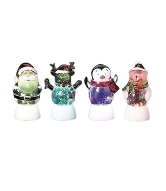 4" LED Bear, Deer,Santa, Penguin Glitter Buddies