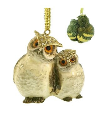 Jeweled Enamel Orn. Couple Owl