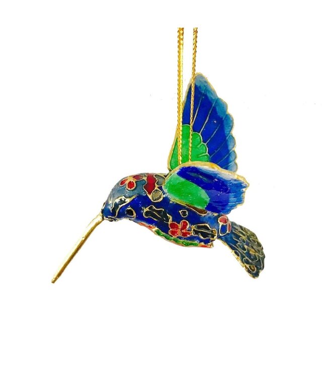 Enamel Mini Blue Cloisonne Hummingbird