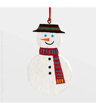 Texxture Sugar Plum Cotton Mache Snowman Ornament