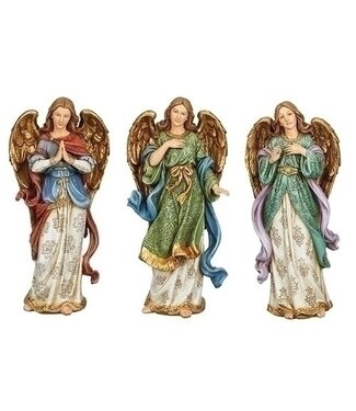 Jewel Toned Angel Figurines with Ornate Pattern