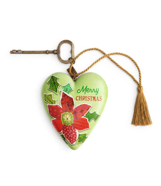 Poinsettia Merry Christmas Art Heart