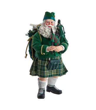 Kurt S. Adler 10.5" Fabriché™ Musical Irish Bagpiper Santa