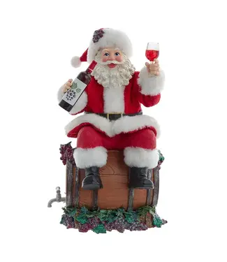 Kurt S. Adler 10.5" Fabriché™ Santa Sitting on Wine Barrel