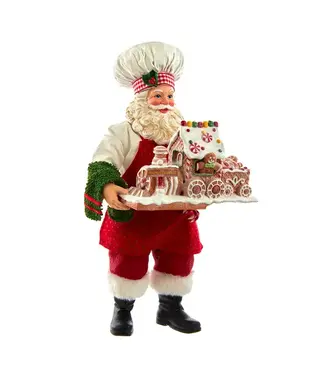 Kurt S. Adler 11" Fabriché™ Chef Santa with Gingerbread Train