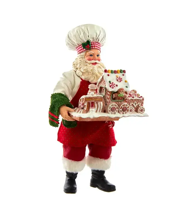 11" Fabriché™ Chef Santa with Gingerbread Train