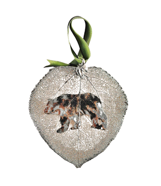The Rose Lady Silver Preserved Aspen Leaf - Bear Silhouette