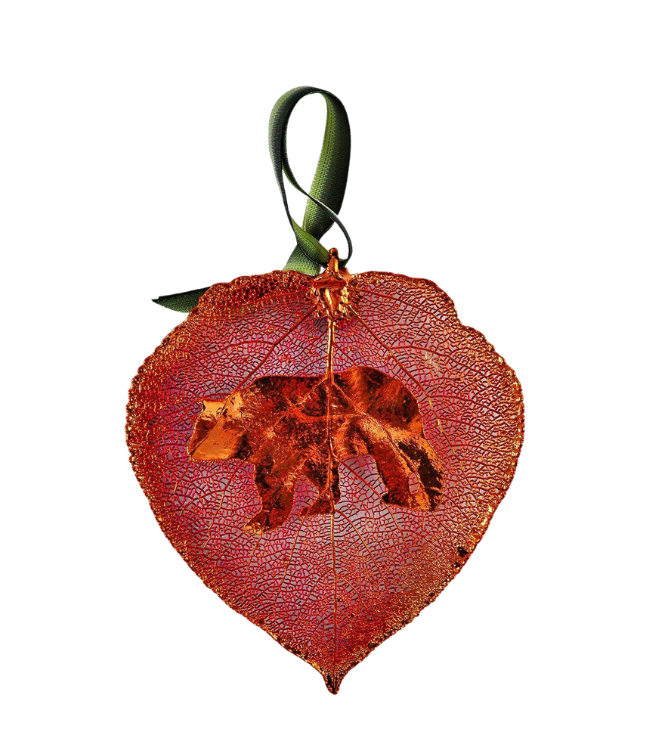 Iridescent Preserved Aspen Leaf - Bear Silhouette