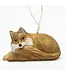 Hand Carved Wood Fox Ornament