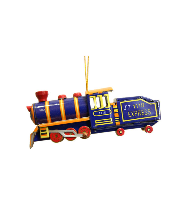 Tin Blue Locomotive Ornament
