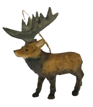 Art Studio Hand Carved Wood Elk Ornament