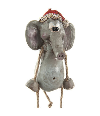 Bert Anderson Elephant With Christmas Hat Ornament