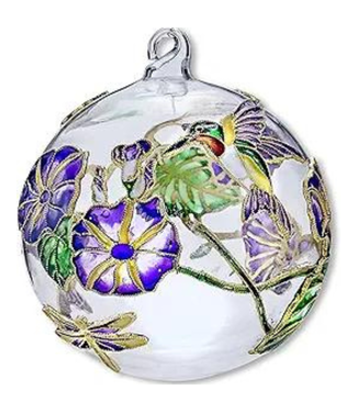 Purple Flower Cloisonne Hummingbird Ball