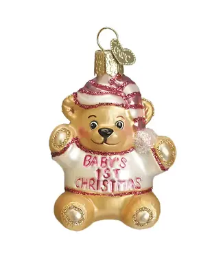 Old World Christmas Baby Girl's First Teddy Bear Ornament