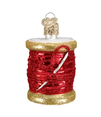 Old World Christmas Red Spool Of Thread