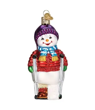 Old World Christmas Snowman With Crutches