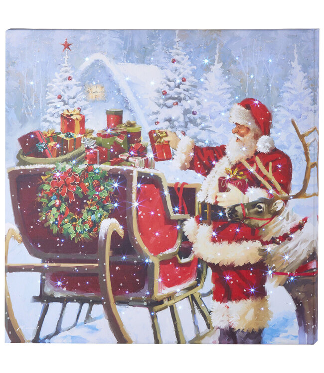 Santa with Presents Lighted Print