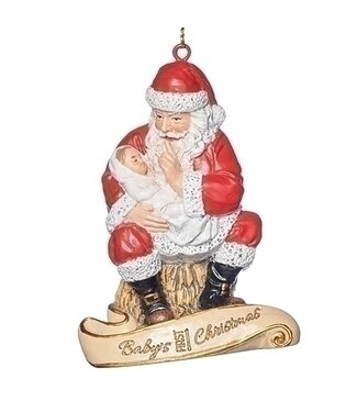 3" Santa with Baby Ornament
