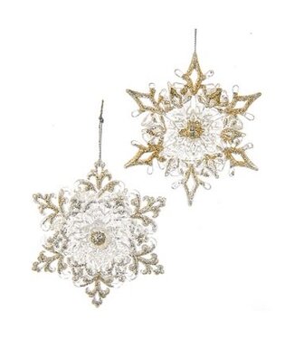Kurt S. Adler Silver Glitter Snowflake Ornaments
