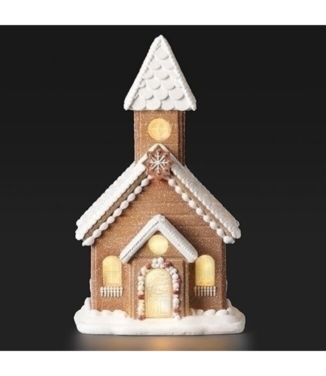 15"H LIGHTED CHURCH GINGER BREAD; BATTERIES NOT INCLUDED