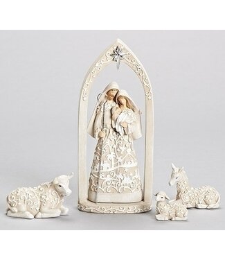 10"H 4PC ST HOLY FAMILY W/ARCH ANIMALS PAPERCUT COLLECTIO