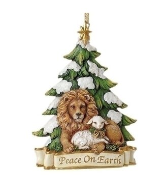 5.25" LION AND LAMB ORNAMENT "PEACE ON EARTH"