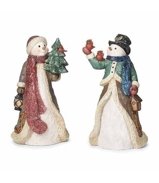 0"H SNOWMEN 2A W/CARDINAL, HOLLY AND TREE FIGURE