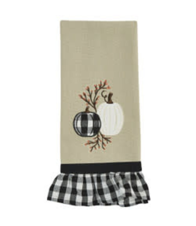 Check and Cream Pumpkin Dishtowel