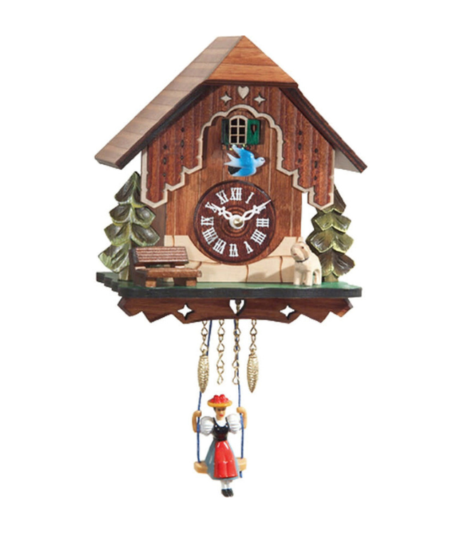 Bluebird Girl on Swing Cuckoo Clock