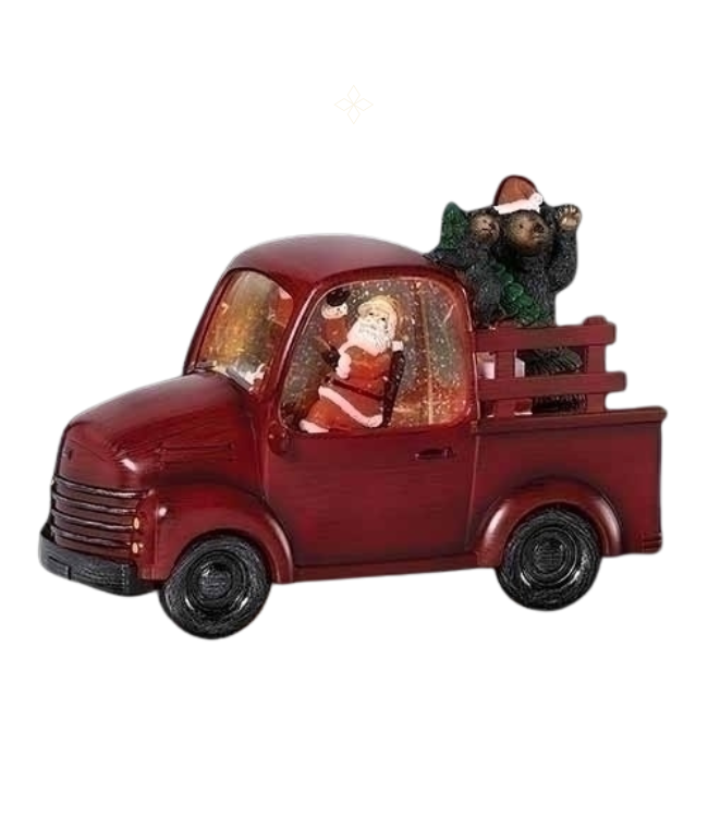 LED Swirl Truck With Santa Bear and Tree