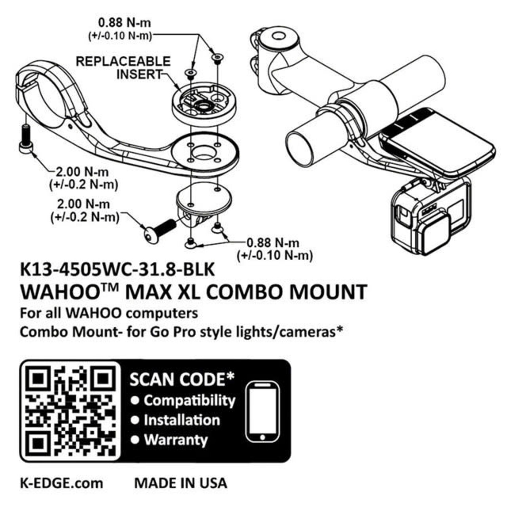 K-Edge K-EDGE Wahoo Max XL Combo Mount 31.8