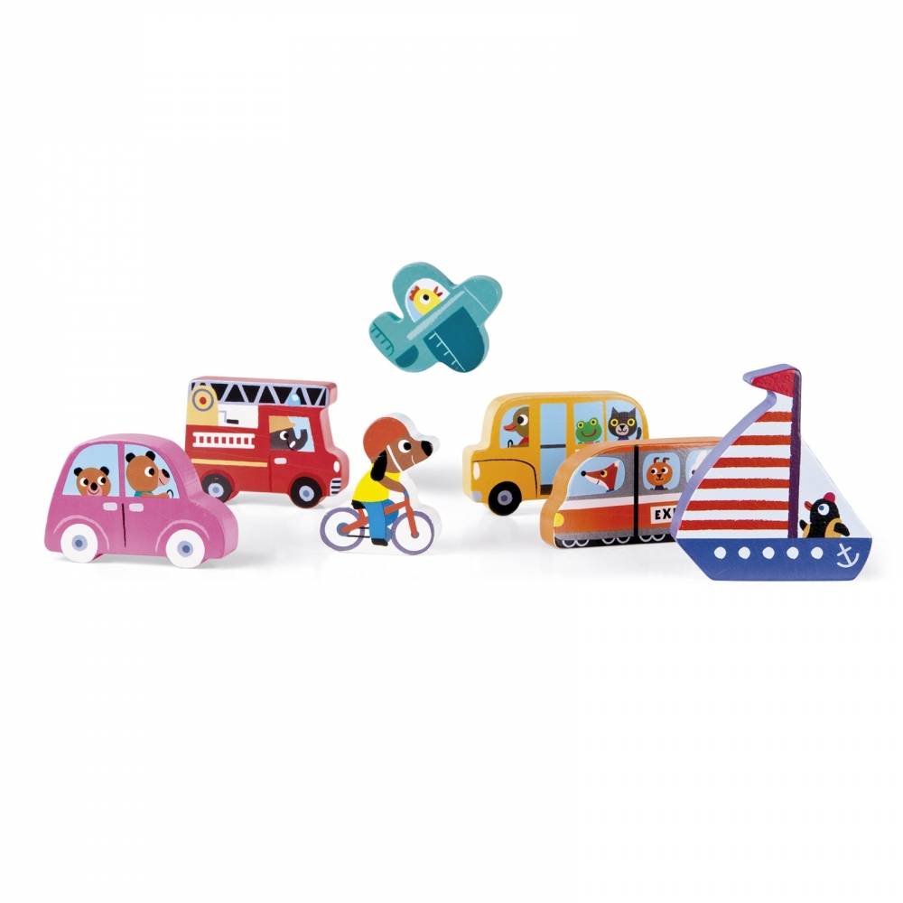 Janod 7057 Casse Tete Chunky Vehicules Chat Perche Jeux Et Jouets