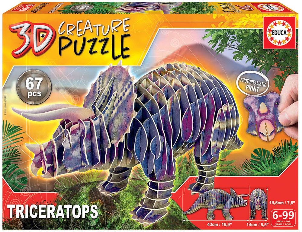 educa Casse-tête 3D creature 67 pièces - Triceratops