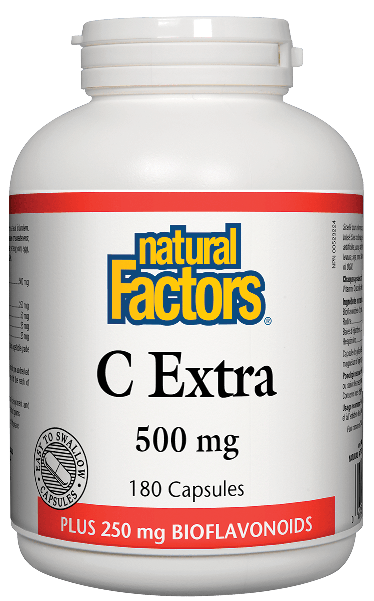Natural Factors - Vitamin C Extra 500mg Plus Bioflavonoids 250mg - 180 Caps