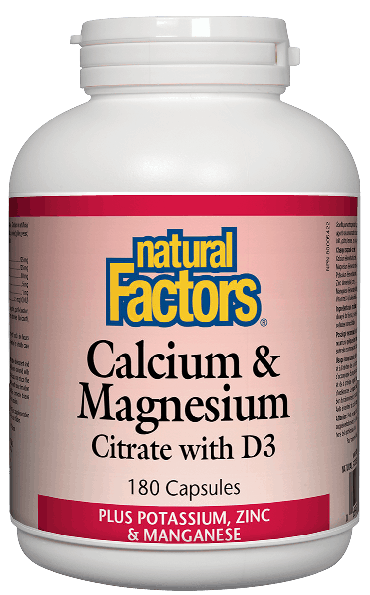 Natural Factors - Calcium & Magnesium Citrate w/ D3 - 180 Caps