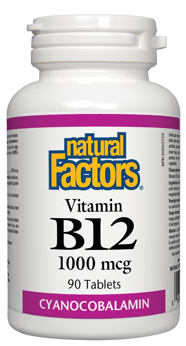 Natural Factors - Vitamin B12 Cyanocobalamin 1000 mcg - 90 Tabs