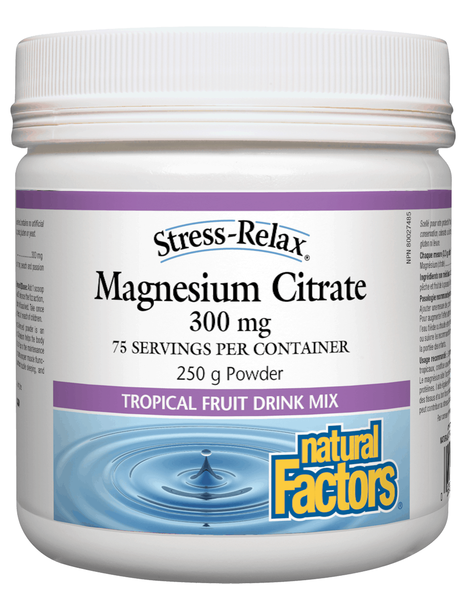 Natural Factors - Stress-Relax - Magnesium Citrate - Tropical Fruit Mix - 250g