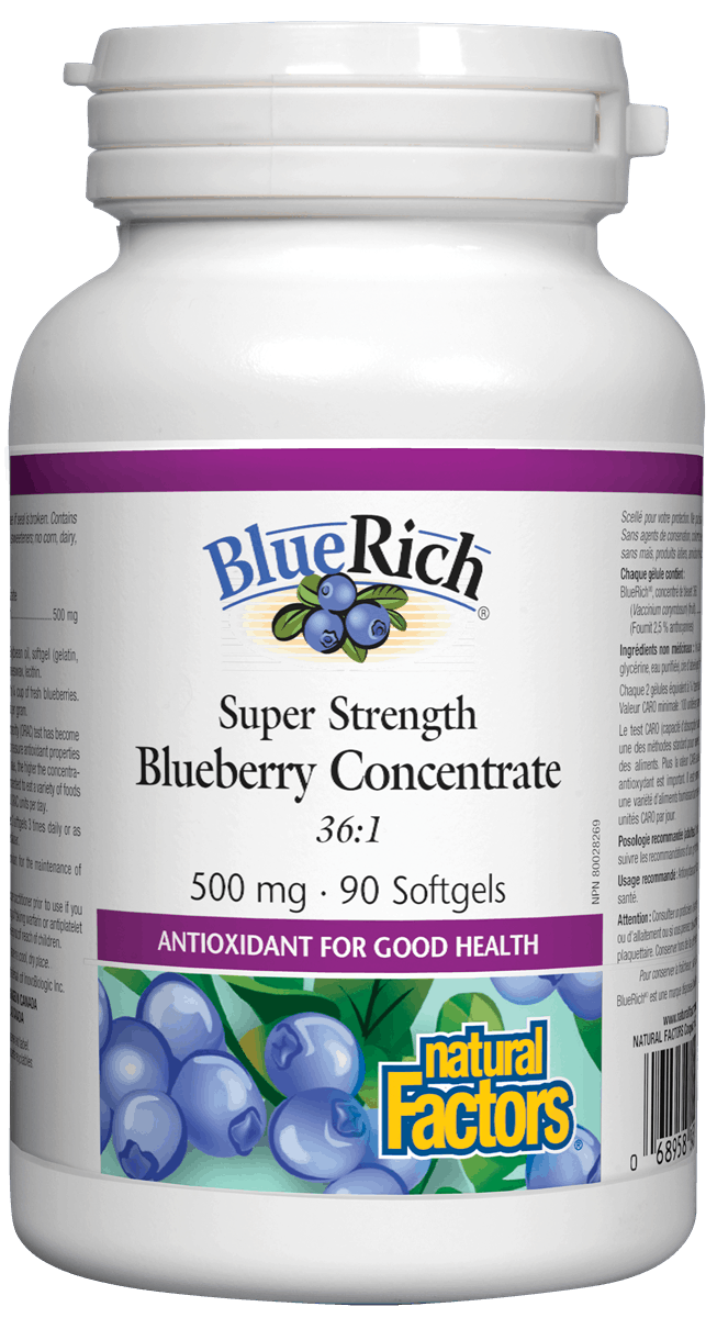 Natural Factors - BlueRich - Super Strength Blueberry Concentrate 500mg - 90SG