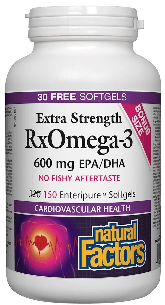 Natural Factors - RxOmega-3 - Extra Strength 600 mg - 150 SG Bonus size