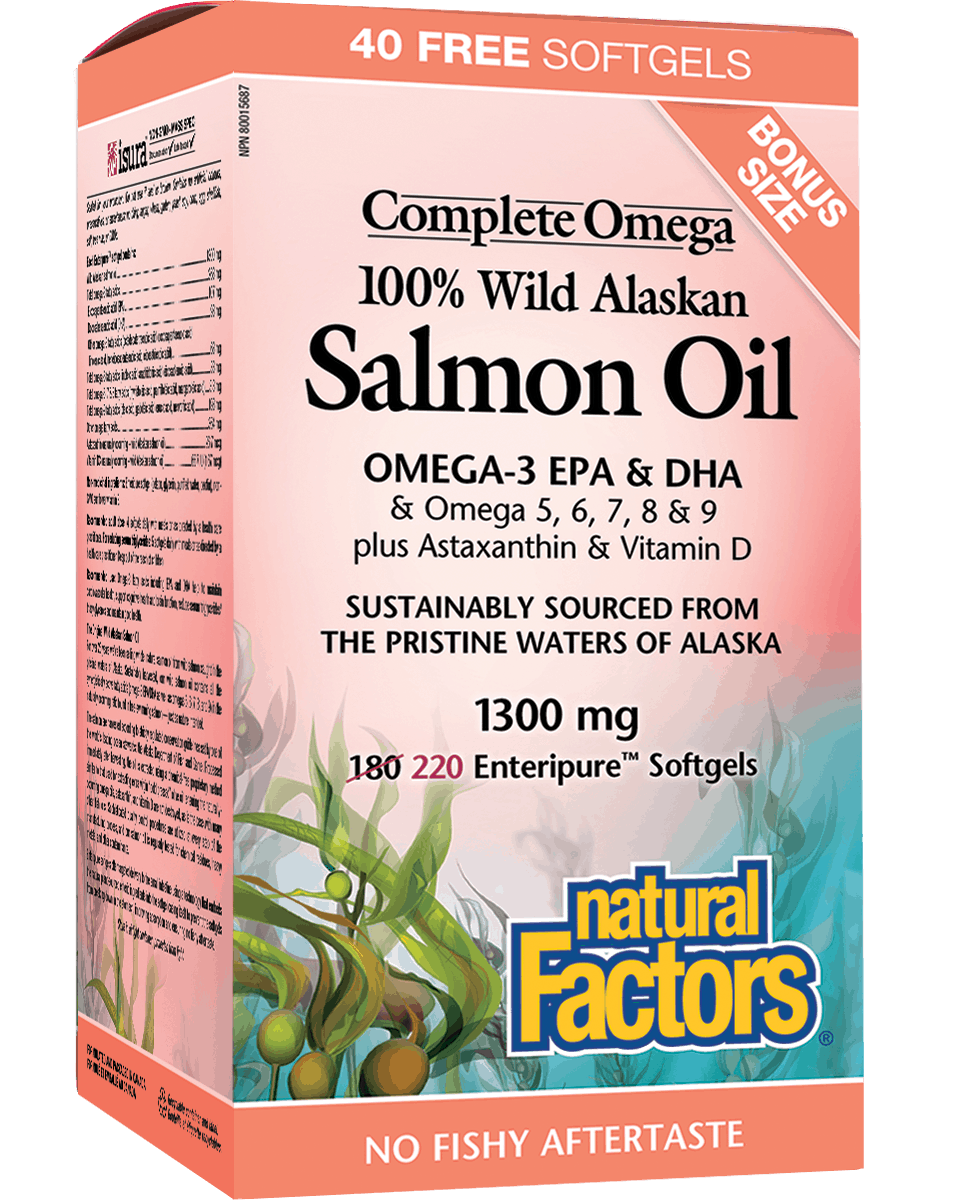 Natural Factors - Complete Omega - Salmon Oil 1300 mg - 220 SG Bonus Size