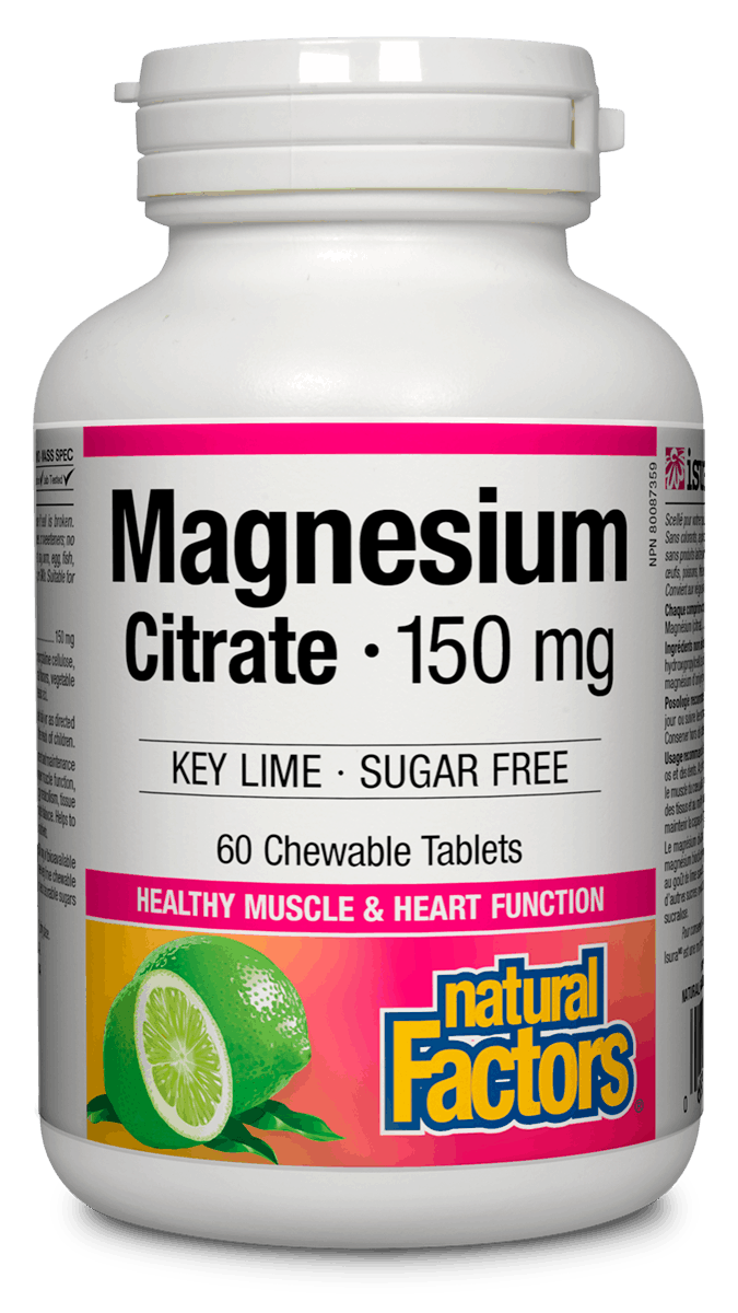 Natural Factors - Magnesium Citrate 150mg - Key Lime - Chew Tabs