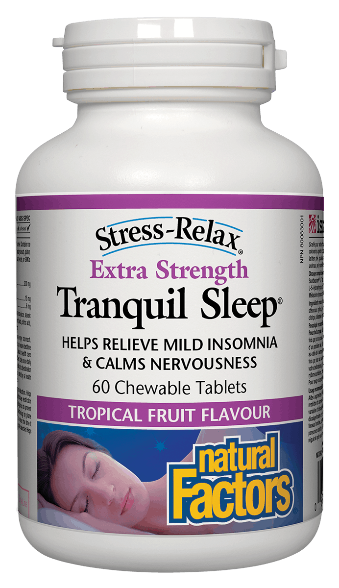 Natural Factors - Tranquil Sleep - Extra Strength - Tropical Fruit - 60 Chews