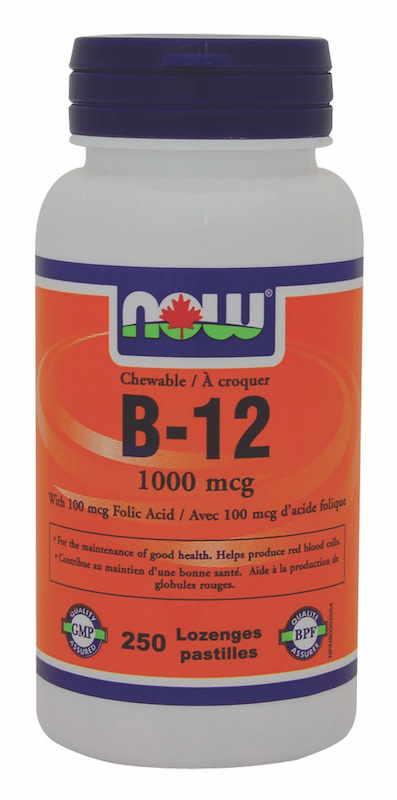Now - B-12 1000mcg + Folic Acid 100mcg - 250 Chews