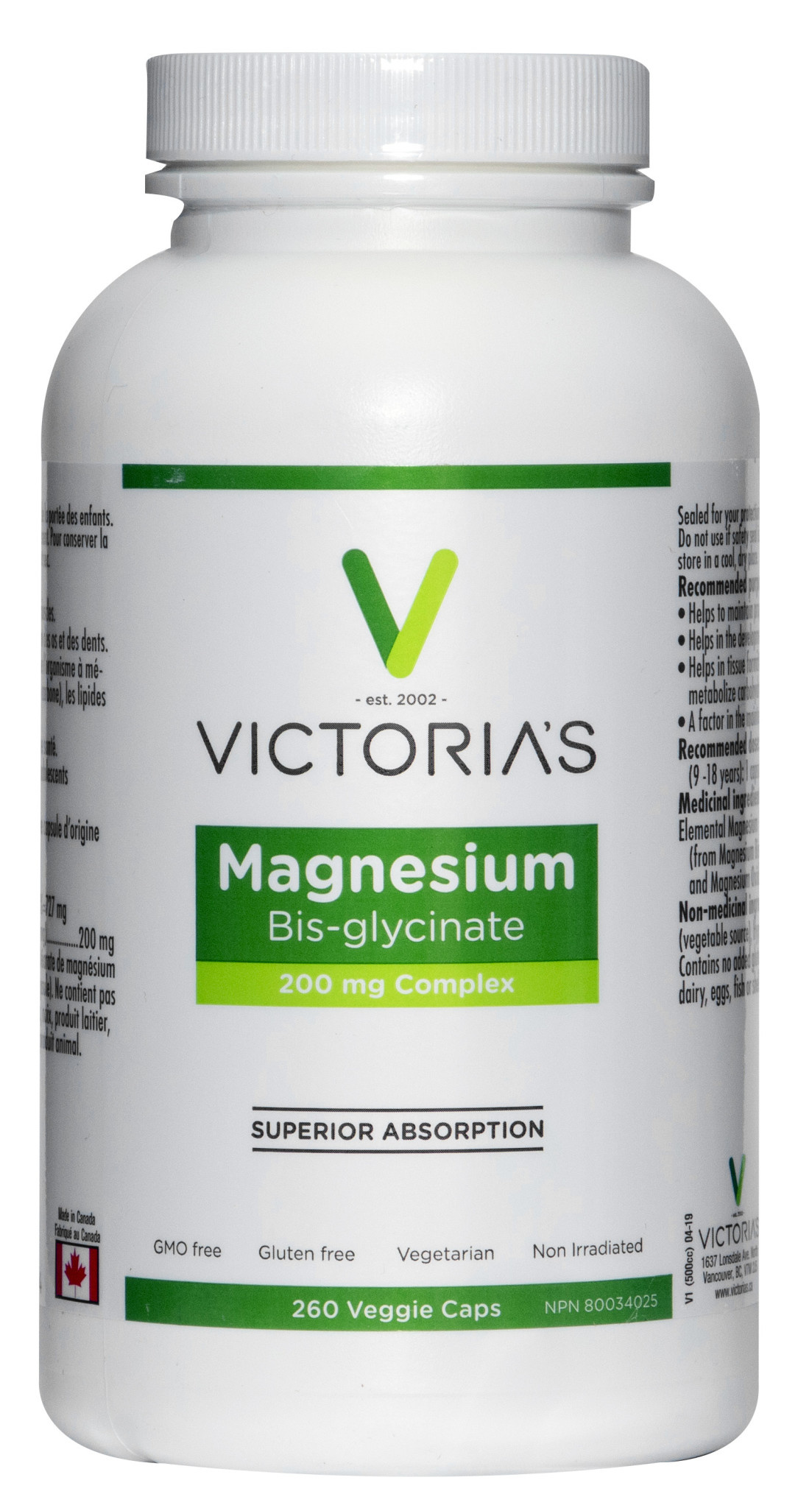 Victoria's - Magnesium Bis-glycinate - 260 V-Caps