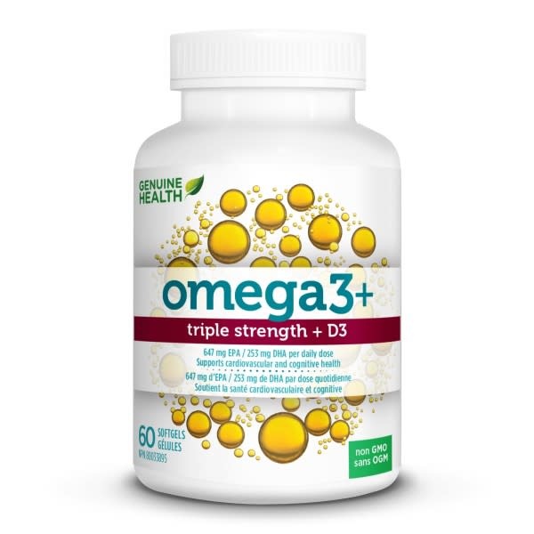 Genuine Health - Omega 3 Triple Strength + D3 - 60 SG