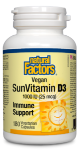 Natural Factors - Vegan Vitamin D3 1000 IU - 180 SG